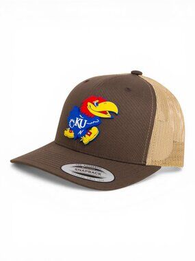 Kansas Jayhawks 3D YP Snapback Trucker Hat- Brown/ Tan
